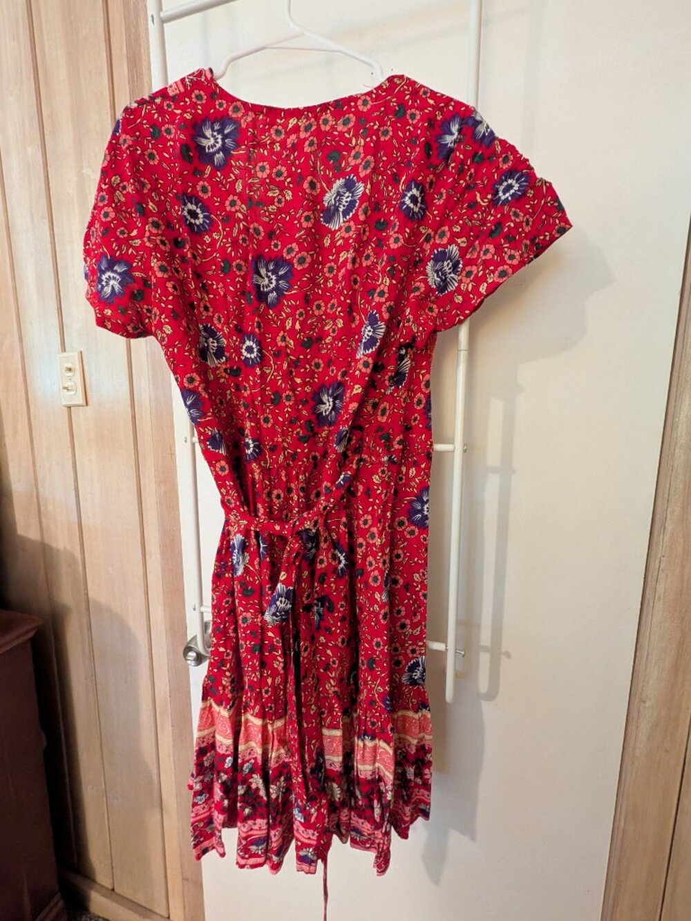 Red Patterned Wrap Dress - Picture 9 of 9